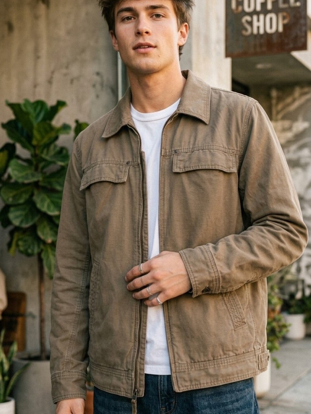 Eddie Bauer Brown Canvas Utility Jacket – Size Medium